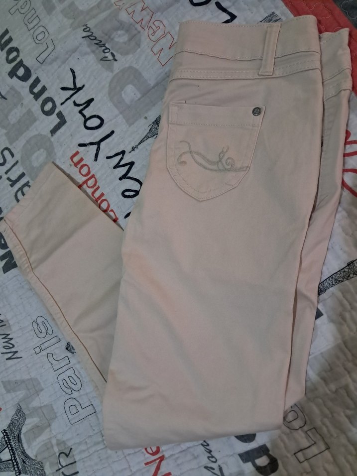 Düğmeli Bej Kadın Kumaş Pantolon - Görsel 3