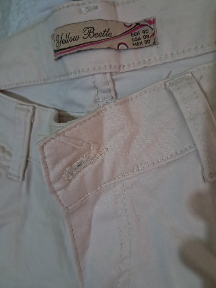 Düğmeli Bej Kadın Kumaş Pantolon - Görsel 4