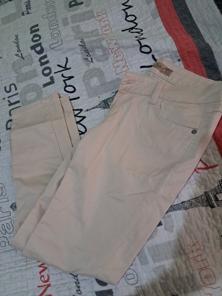 Düğmeli Bej Kadın Kumaş Pantolon - Görsel 2