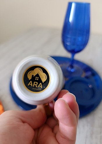 Turuncu ve Mavi Tepside Renkli Bardak ve Fincan Seti - Görsel 3