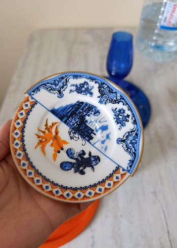 Turuncu ve Mavi Tepside Renkli Bardak ve Fincan Seti - Görsel 5