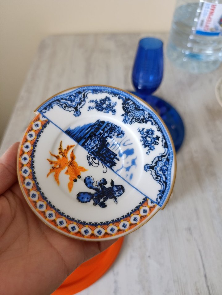 Turuncu ve Mavi Tepside Renkli Bardak ve Fincan Seti - Görsel 5