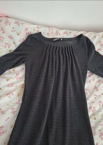 Gri Büzgülü Hamile Triko - Görsel 2