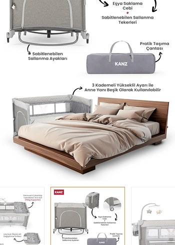 KANZ Gri Oyun Parkı Yatak EN716 - Görsel 3