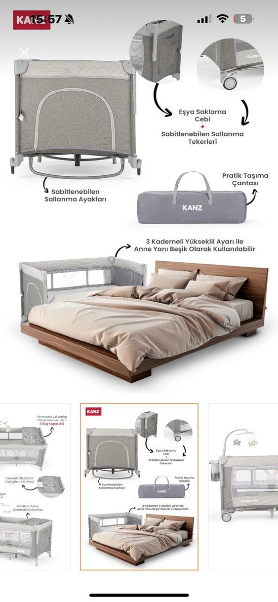 KANZ Gri Oyun Parkı Yatak EN716 - Görsel 3
