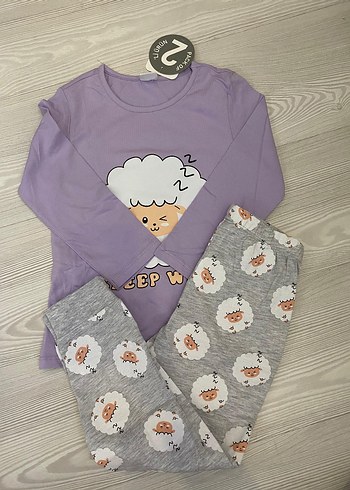 7 Yaş Beden Uzun Kollu Pamuklu Kız Pijama Takımı 6/7 yaş