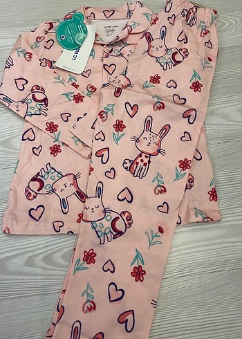 LC Waikiki Uzun Kollu Düğmeli Baskılı Kız Pijama Takımı 3/4 yaş