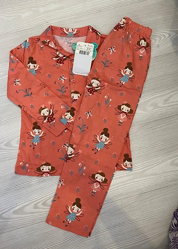 Kız Çocuk Renkli Baskılı Pamuklu Pijama Takımı 2/3 yaş