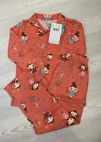24-36 Ay Beden Kız Çocuk Renkli Baskılı Pamuklu Pijama Takımı 2/3 yaş