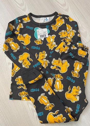 24-36 Ay Beden Erkek Çocuk Siyah Baskılı Uzun Kollu Pijama Takımı 2/3 yaş