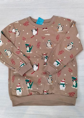 Desenli Erkek Çocuk Bej Sweatshirt 5/6 yaş