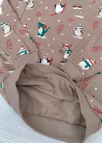 6 Yaş Beden Desenli Erkek Çocuk Bej Sweatshirt 5/6 yaş