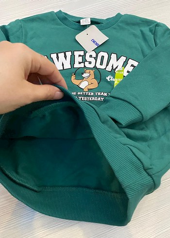 Erkek Çocuk Yeşil Baskılı Sweatshirt 2.3 yaş - Görsel 2