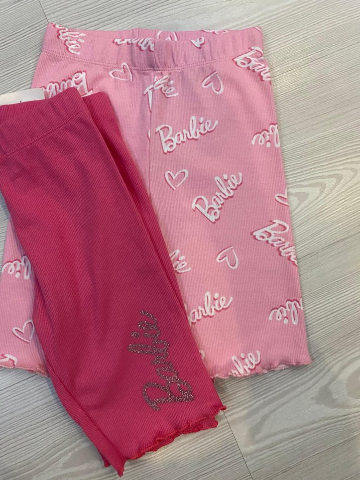 Kız Çocuk Pembe Baskılı ve Düz Tayt Seti 2 li 5/6 yaş - Görsel 3