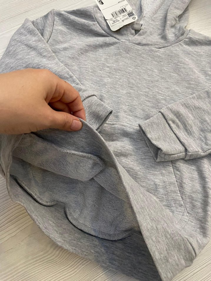 Erkek Çocuk Gri Kapüşonlu Sweatshirt 5/6 yaş - Görsel 2