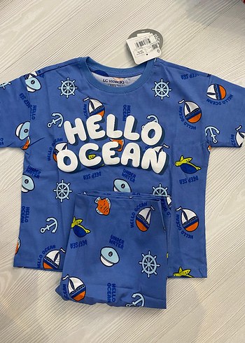 Renkli Baskılı Mavi Çocuk Pijama Takımı 2/3 yaş - Görsel 3