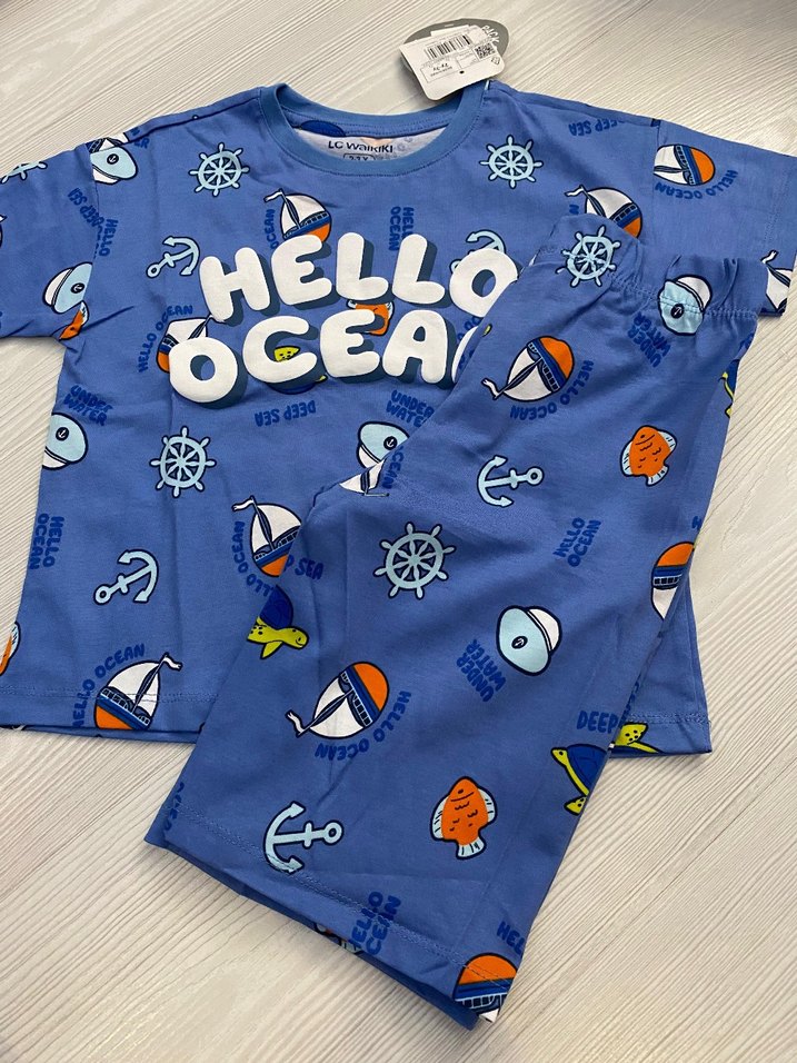 Renkli Baskılı Mavi Çocuk Pijama Takımı 2/3 yaş - Görsel 2