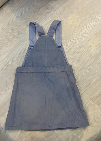 Kız Çocuk Mavi kadife Düğmeli Elbise kadife 4/5 yaş - Görsel 4