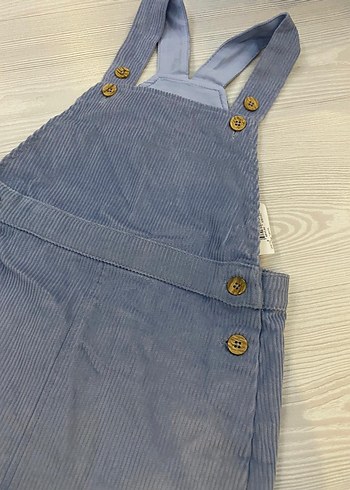 Kız Çocuk Mavi kadife Düğmeli Elbise kadife 4/5 yaş - Görsel 3