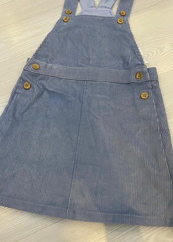 Kız Çocuk Mavi kadife Düğmeli Elbise kadife 4/5 yaş - Görsel 2