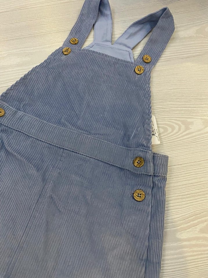 Kız Çocuk Mavi kadife Düğmeli Elbise kadife 4/5 yaş - Görsel 3