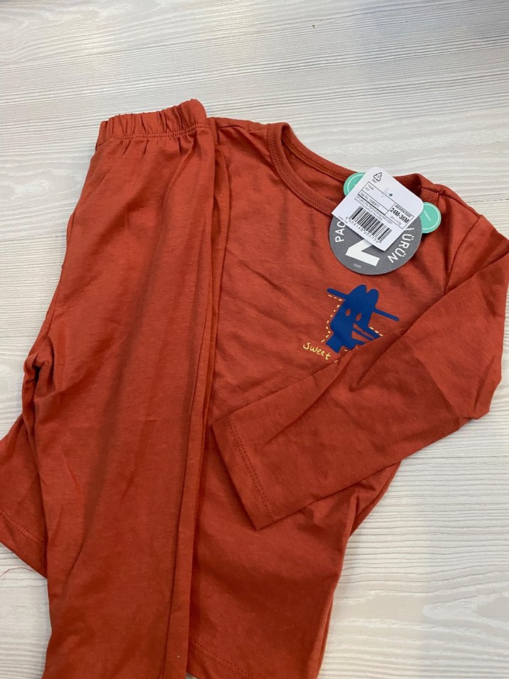 Kiremit rengi Bebek Erkek Uzun Kollu Takım 4/5 yaş - Görsel 2