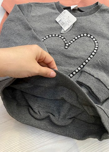 Gri Baskılı Kız Sweatshirt 2 li 3/4 yaş - Görsel 2