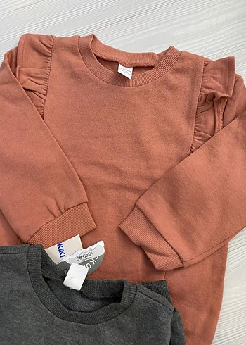 Gri Baskılı Kız Sweatshirt 2 li 3/4 yaş - Görsel 4