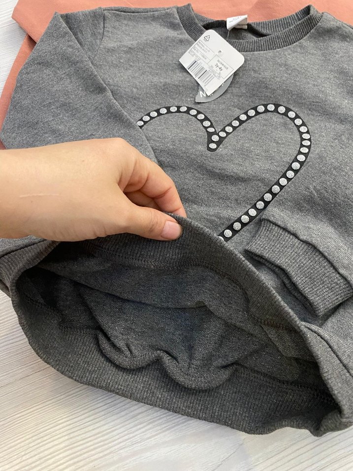 Gri Baskılı Kız Sweatshirt 2 li 3/4 yaş - Görsel 2