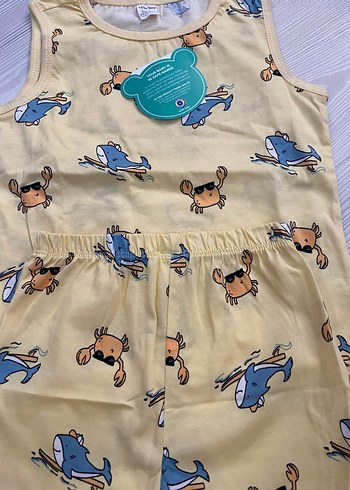Sarı Desenli Çocuk Atlet ve Şort Takımı 2/3 yaş - Görsel 3