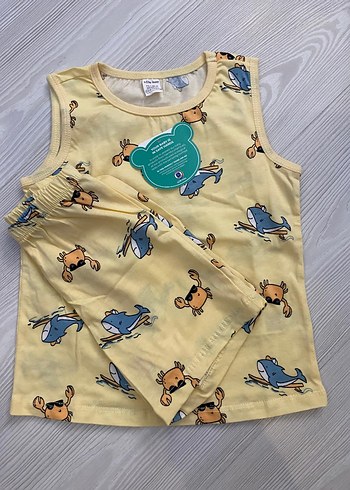 Sarı Desenli Çocuk Atlet ve Şort Takımı 2/3 yaş - Görsel 2