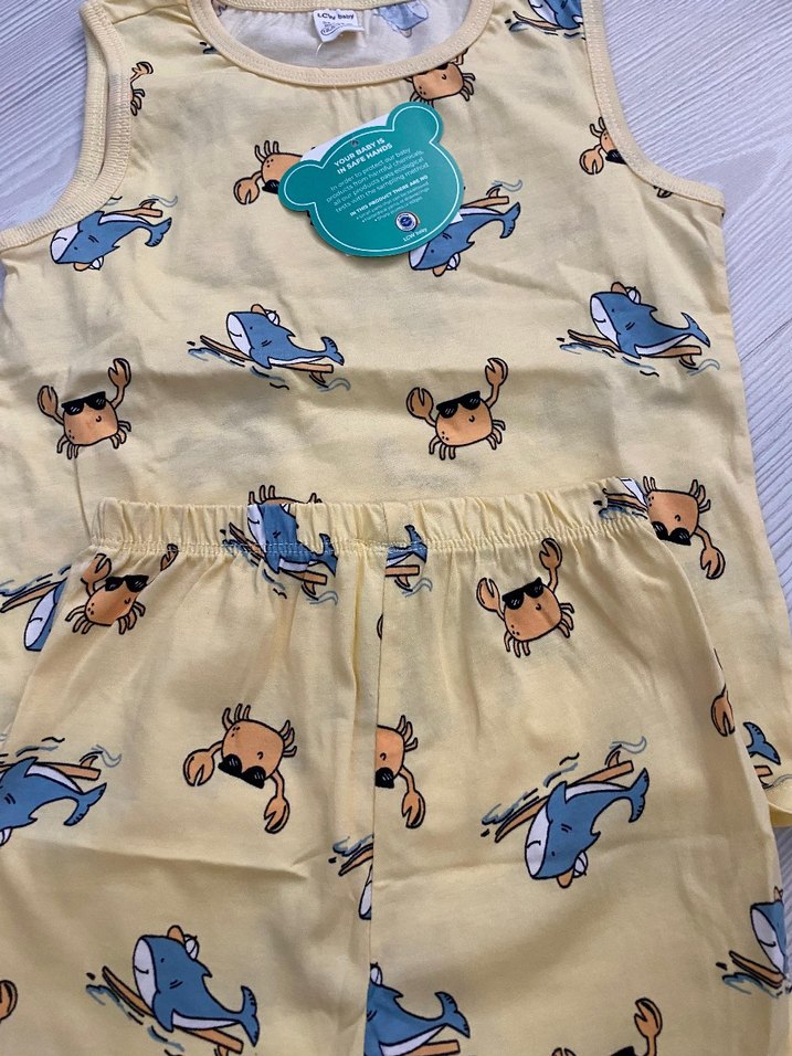 Sarı Desenli Çocuk Atlet ve Şort Takımı 2/3 yaş - Görsel 3