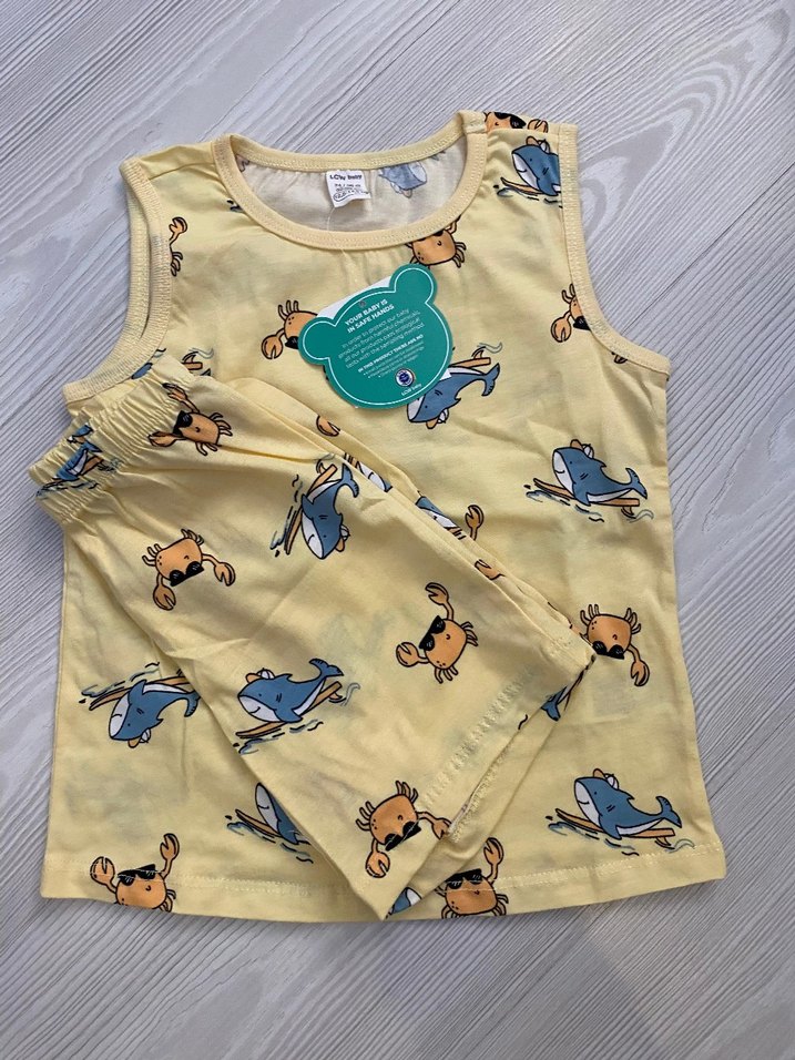 Sarı Desenli Çocuk Atlet ve Şort Takımı 2/3 yaş - Görsel 2