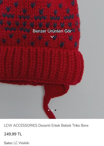 Kırmızı Nakışlı Erkek Bebek Triko Bere 3/6 yaş - Görsel 3