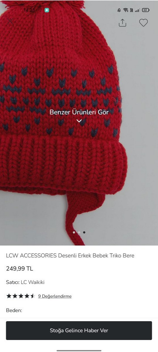 Kırmızı Nakışlı Erkek Bebek Triko Bere 3/6 yaş - Görsel 3