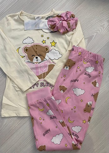 Kız Çocuk Pembe Baskılı Pijama Takımı 4/5 yaş - Görsel 3