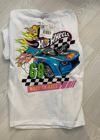 Beyaz Hot Wheels Baskılı Erkek Tişört 5/6 yaş - Görsel 3