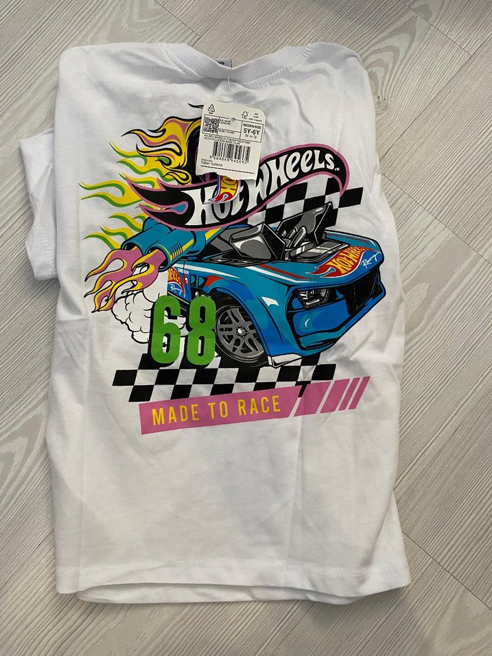 Beyaz Hot Wheels Baskılı Erkek Tişört 5/6 yaş - Görsel 3
