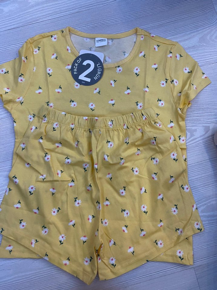 Sarı Çiçek Baskılı Kız Takım 6/7 yaş - Görsel 2