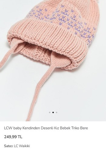 LC Waikiki Pembe Kız Bebek Triko Bere 3/6 yaş - Görsel 2