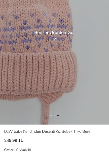 LC Waikiki Pembe Kız Bebek Triko Bere 3/6 yaş - Görsel 3