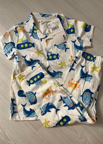 24-36 Ay Beden Renkli Baskılı Kısa Kollu Erkek çocuk Pijama Takımı 2/3 yaş