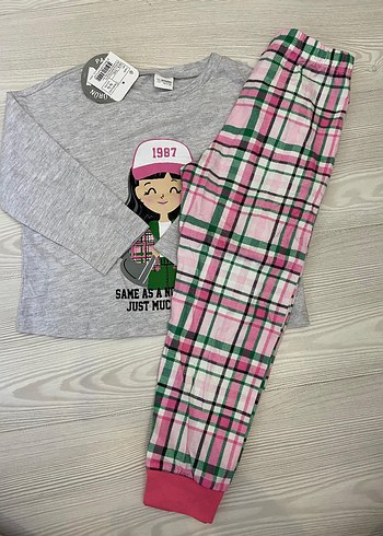 Kız Çocuk Gri Uzun Kollu Polar Pijama Takımı 4/5 yaş
