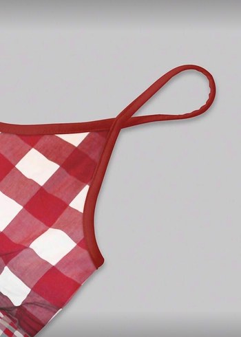 Kedi Desenli Kırmızı Gotik Askılı Üst - Görsel 3