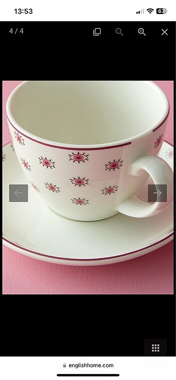 Beden pembe Renk English Home porselen 2li Çay Nescafe fincanı