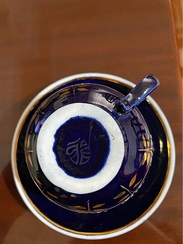 Antika Rus Damga Kobalt porselen fincan - Görsel 4