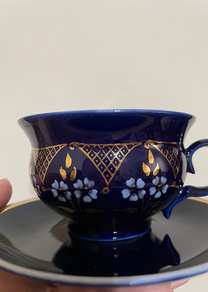 Antika Rus Damga Kobalt porselen fincan - Görsel 3