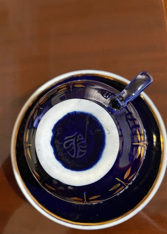Antika Rus Damga Kobalt porselen fincan - Görsel 4