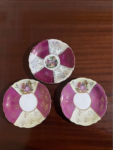 Antika 3 adet Frogonard fincan çay tabak - Görsel 2