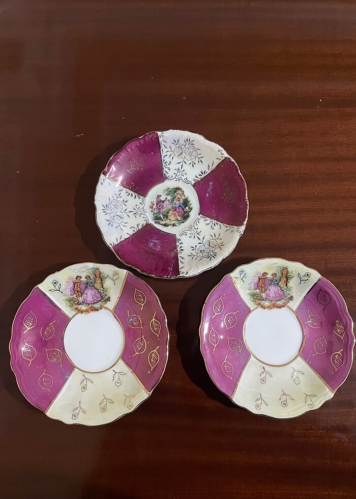 Antika 3 adet Frogonard fincan çay tabak - Görsel 2